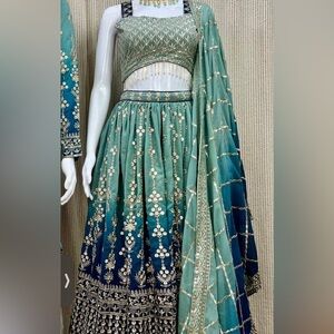 Matching Georgette Lehenga Choli Set with Kurta: Indian Wedding Outfit